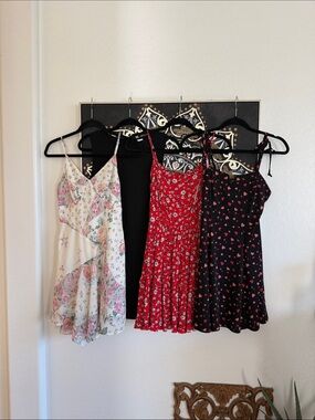 Lot of Mini Dresses - Floral, Red Floral, Black, and Heart Print